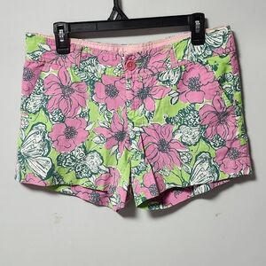 Lilly Pulitzer Callahan Bloomin Cacoonin Pink Floral Cotton Shorts 8 M